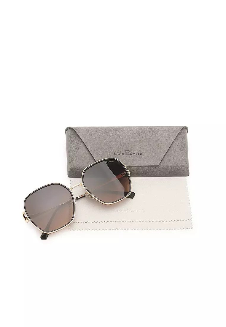 Unisex Fashion Sunglasses (Kacamata Hitam) - Hitam / Abu-Abu / Oranye