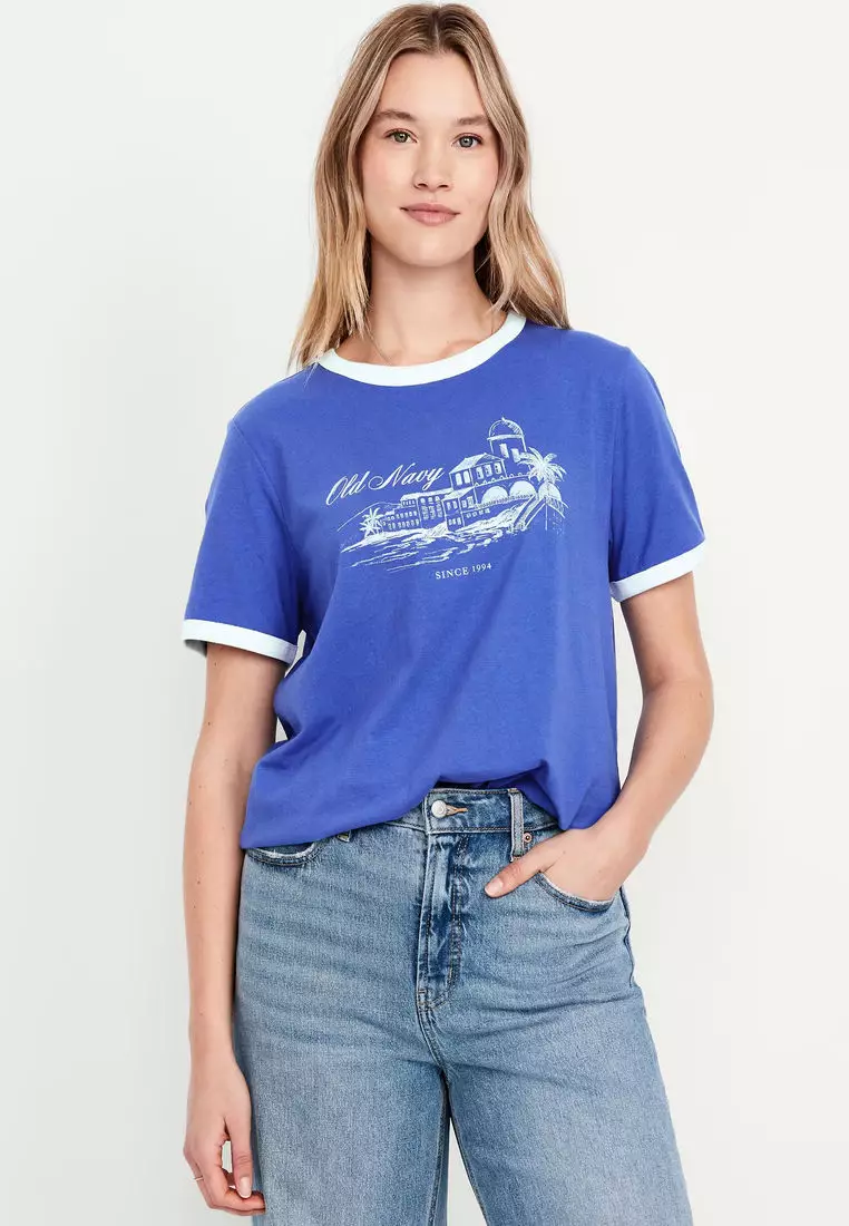 EveryWear Logo-Graphic Ringer T-Shirt