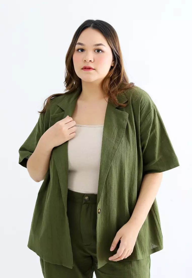 Jual Xtramiles Plus Size Blazer Lorraine Army Original 2024 ZALORA