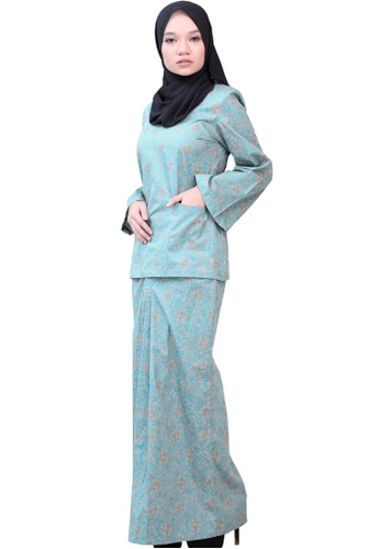 Kurung Kedah (AEKK02 Blue Turqoise/ Peach) from ANNIS EXCLUSIVE in Blue