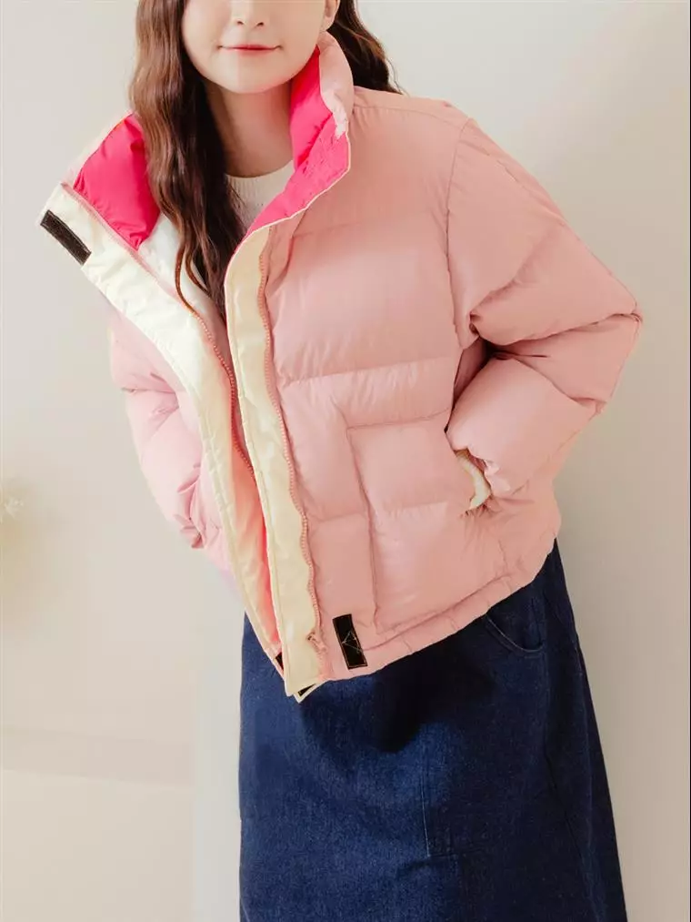 OBSTYLE Stand Collar Candy colored Warm Padded Zipper Jacket