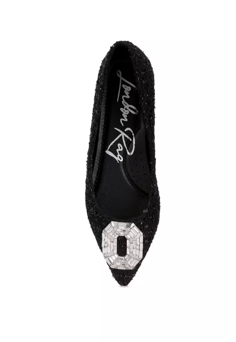 Flat Balet Berhias Warna Hitam