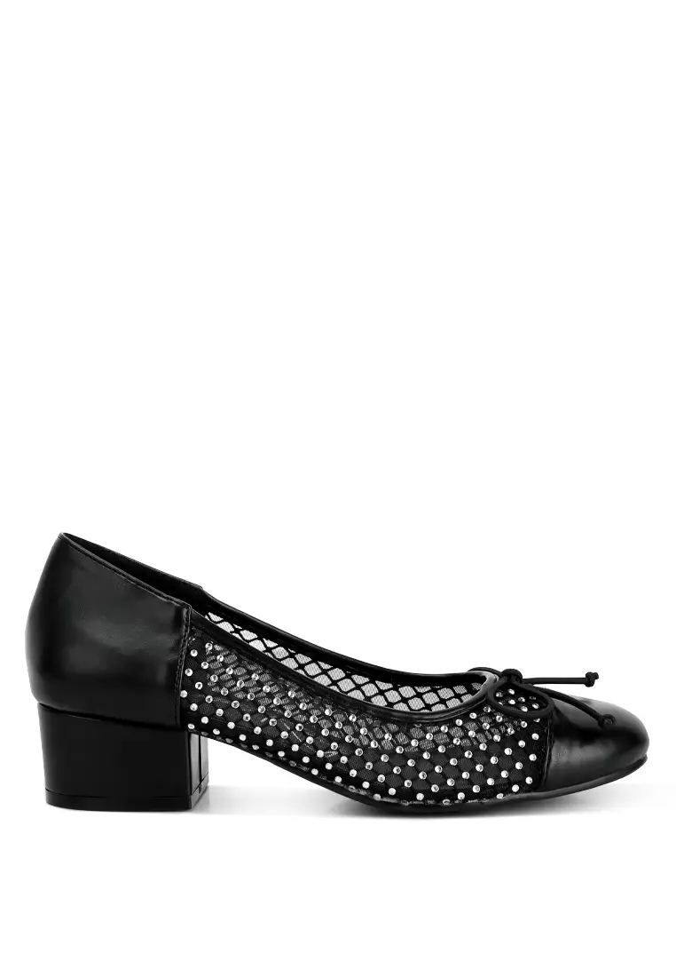 Discount on London Rag  shoes - SKU: Rhinestone Detail Mesh Ballerinas in Black