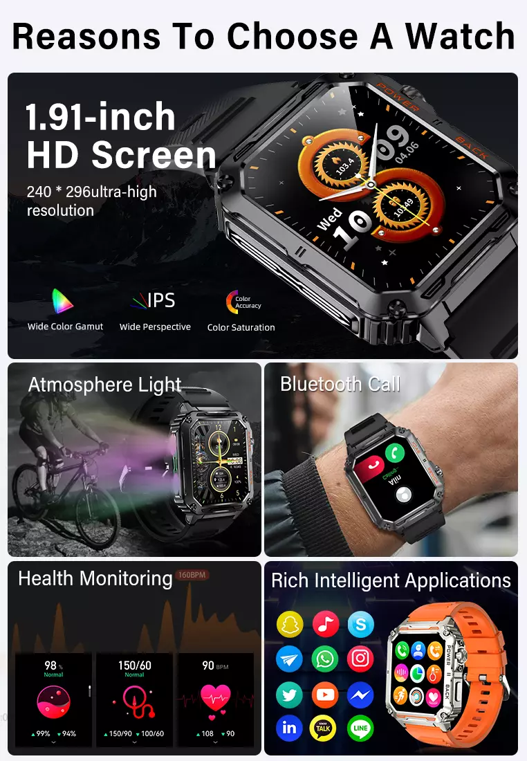 Smart Watch P3 Anti-scratch Jam Running Pria Pace 100+ Sports Mode Bluetooth Call Smartwatch 380mAh Long Battery Life Black