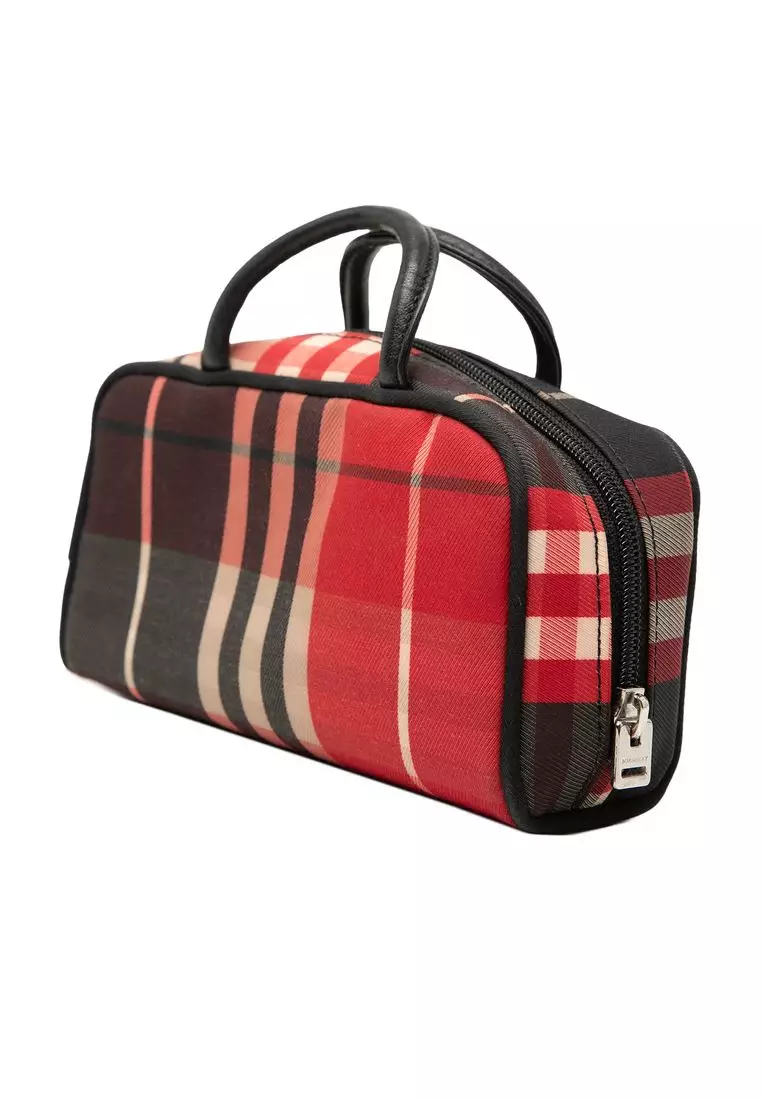 Pre-Loved Burberry Mini Exploded Check Canvas Handbag