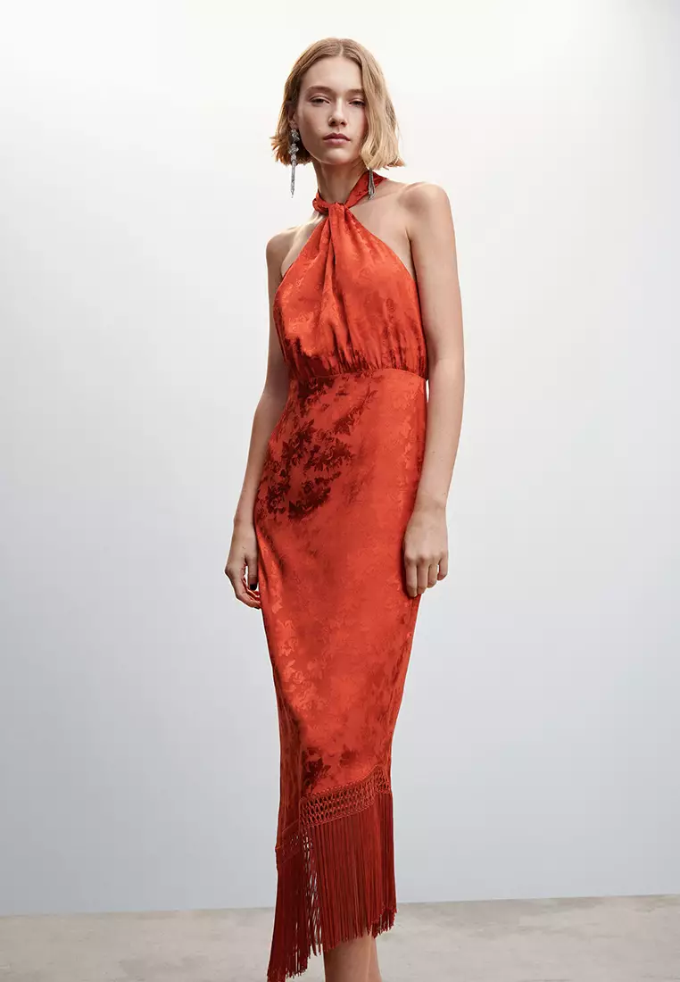 Buy Mango Fringed Jacquard Dress 2024 Online | ZALORA Philippines