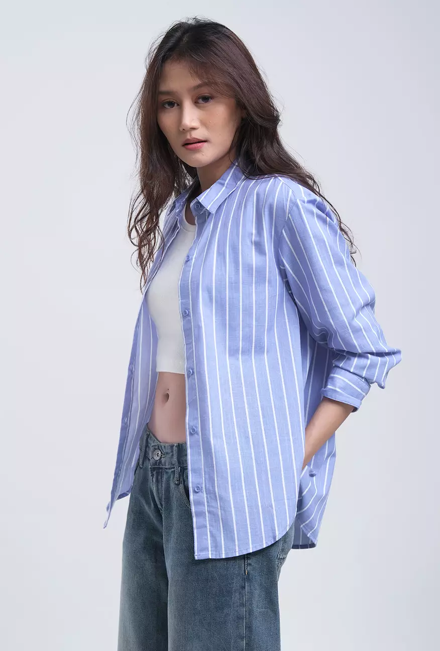 Kemeja Wanita Rhea Blue White