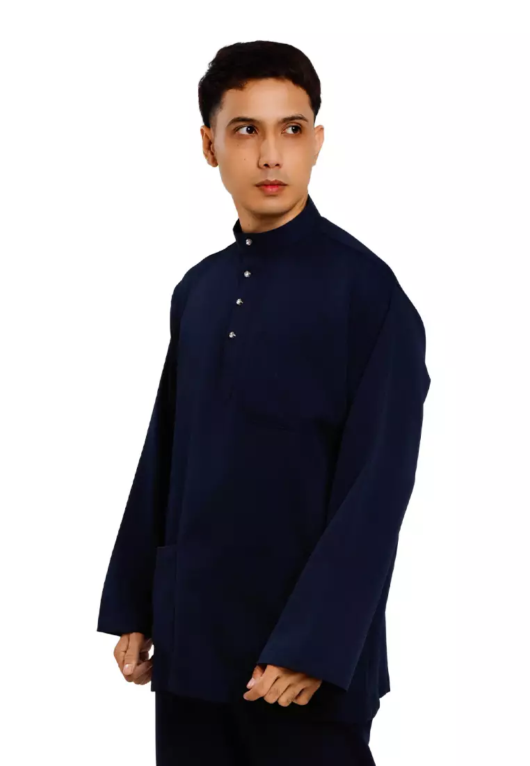 Alain Delon Baju Melayu Regular Fit Sedondon anak Budak  - 19025001-39Navy