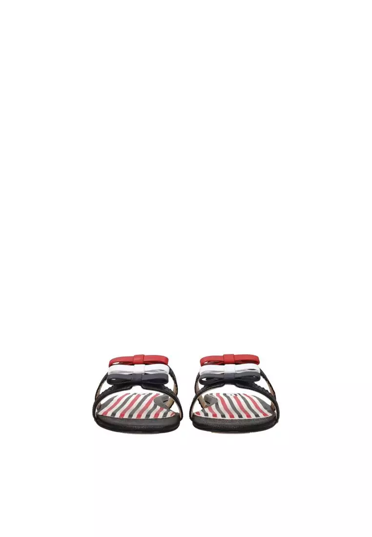 Buy Thom Browne Leather Open Toe Slippers with Front 2025