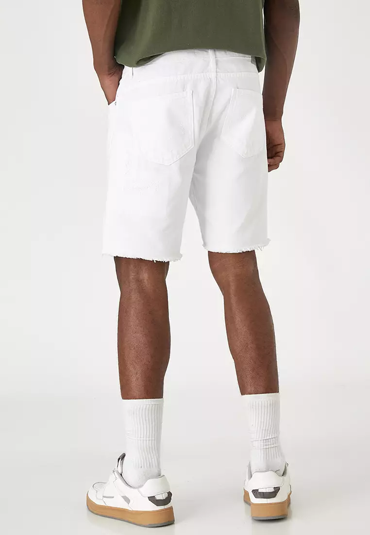 White jean shorts deals for men