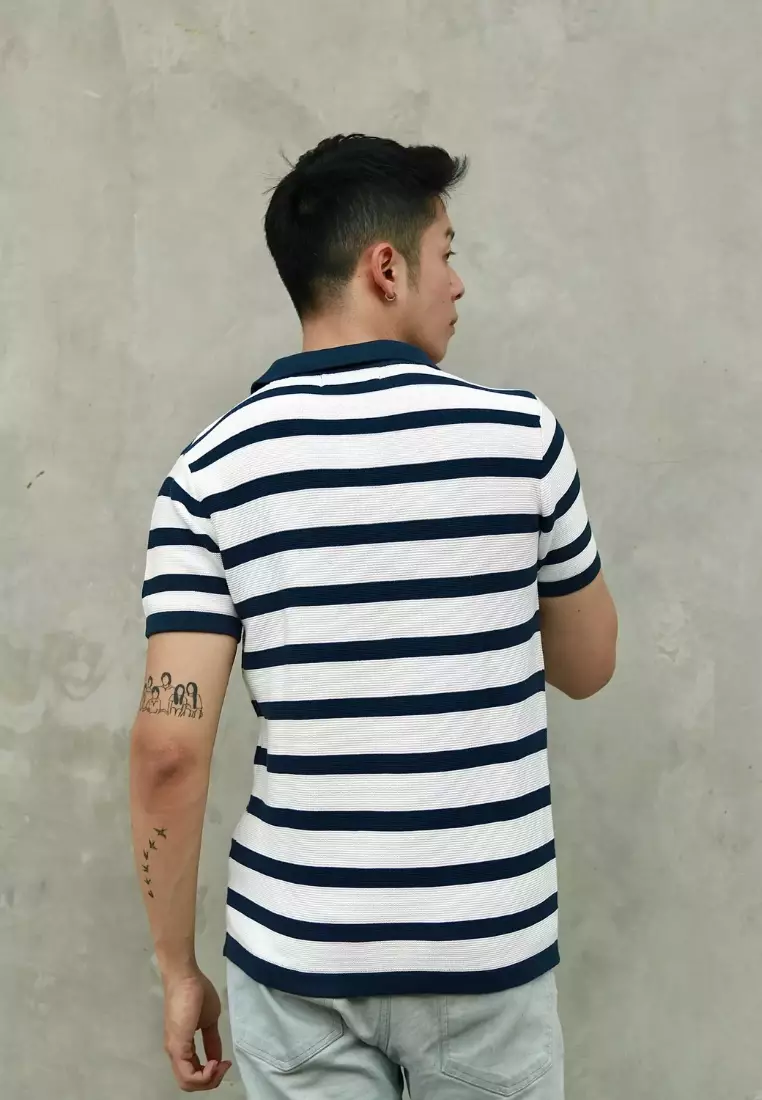 Kale Frans Navy / Polo Shirt rajut premium berbahan dasar cotton wool