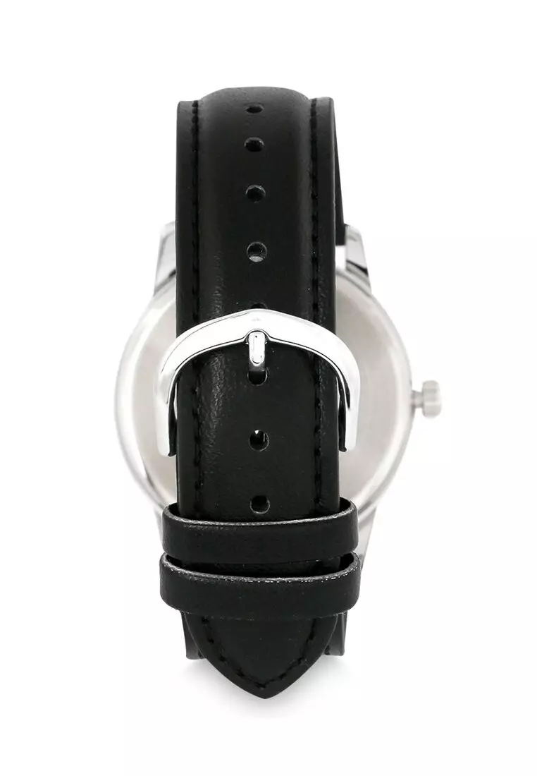 Casio Jam Tangan Pria - Black Silver - Leather Strap - MTP-V002L-7B3UDF
