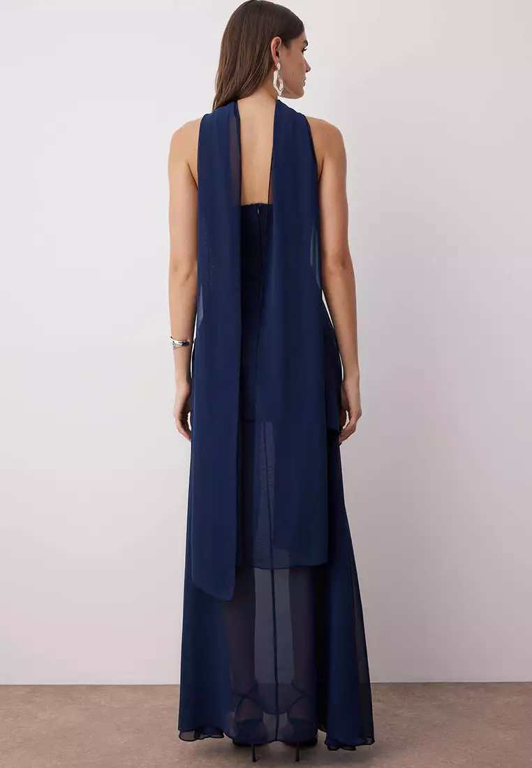 Buy Trendyol Navy Blue Shawl Detailed Woven Maxi Evening & Graduation Dress  Tprss25Ae00188 2026 Online | ZALORA Philippines