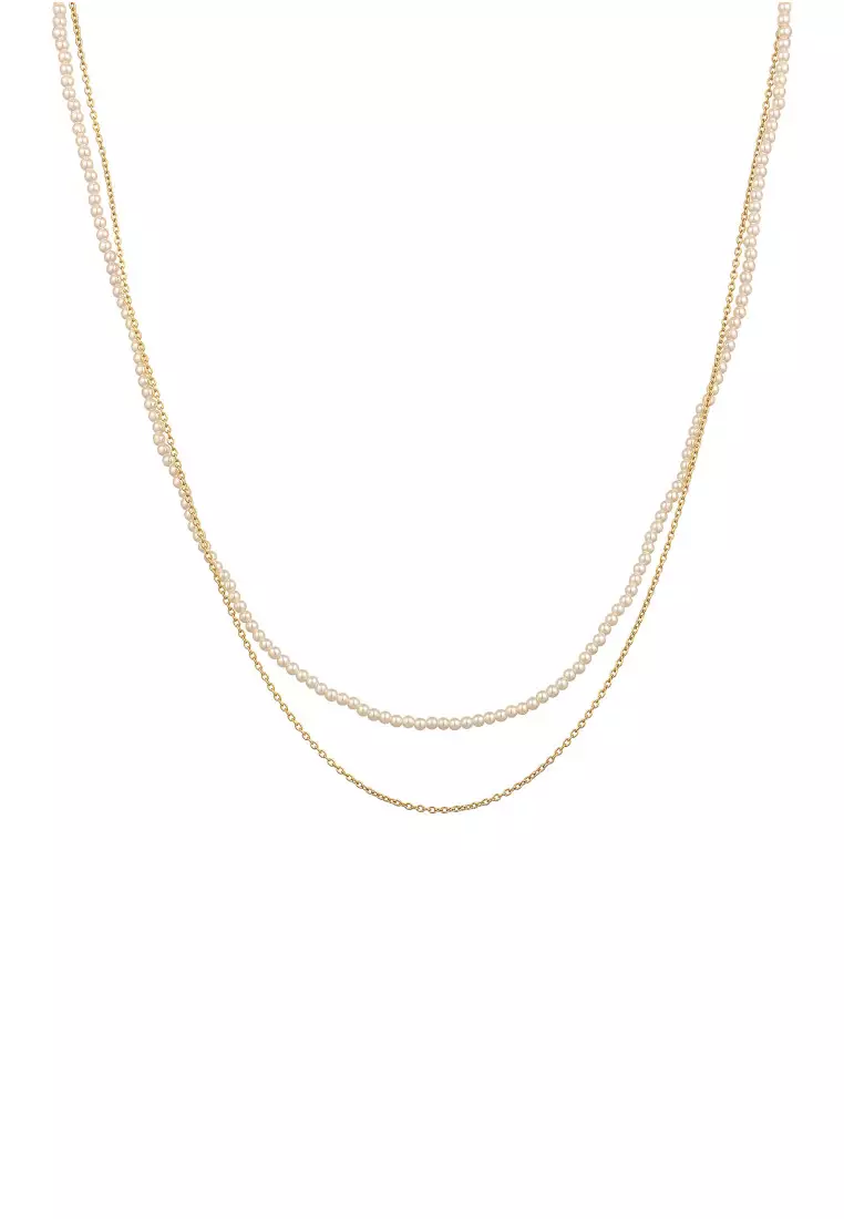 Kalung Perhiasan Perak 925 Wanita White Shell Pearl Gold Plated