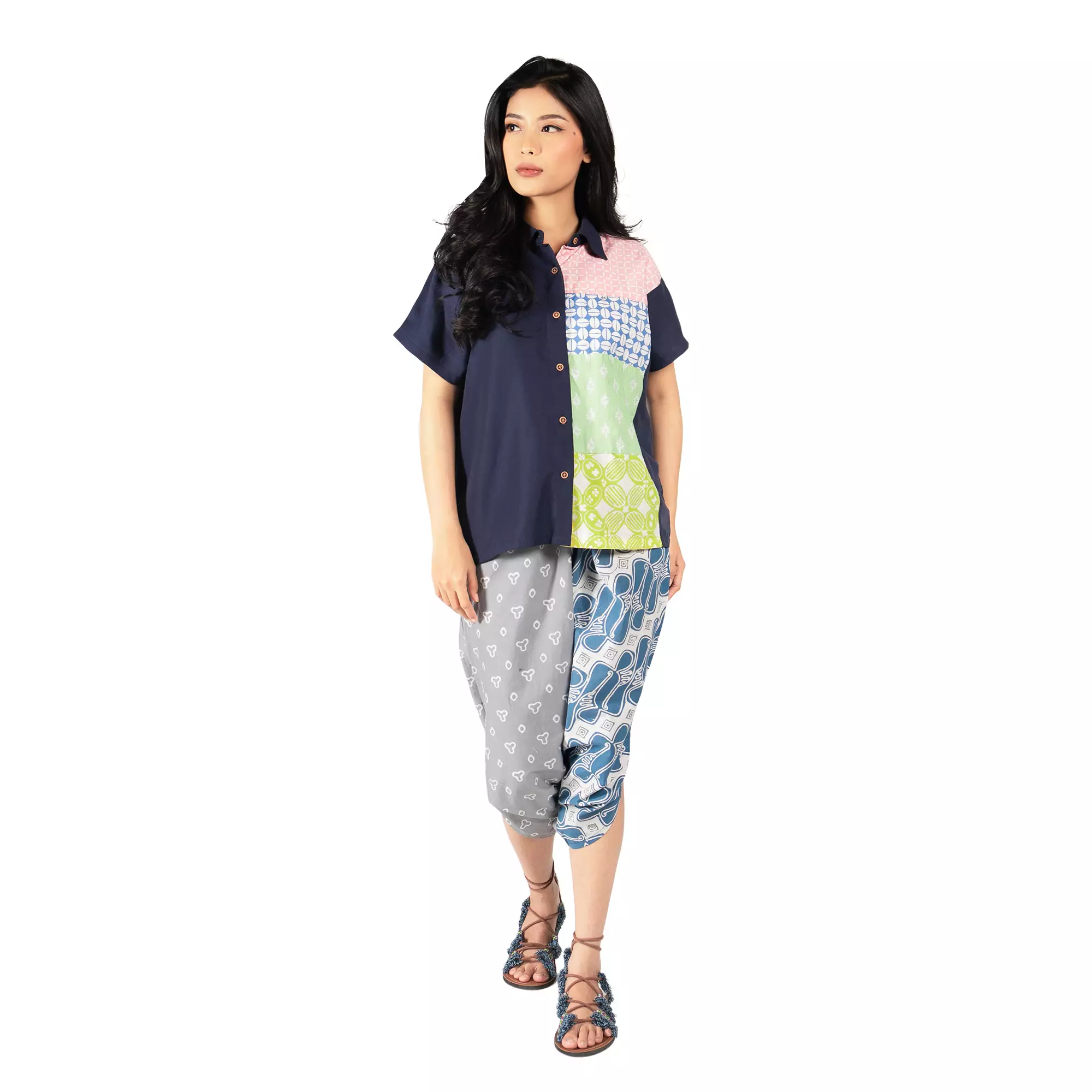 Blouse Batik Wanita - Bhatara Batik Modest - Atasan Batik Modern Lengan Pendek