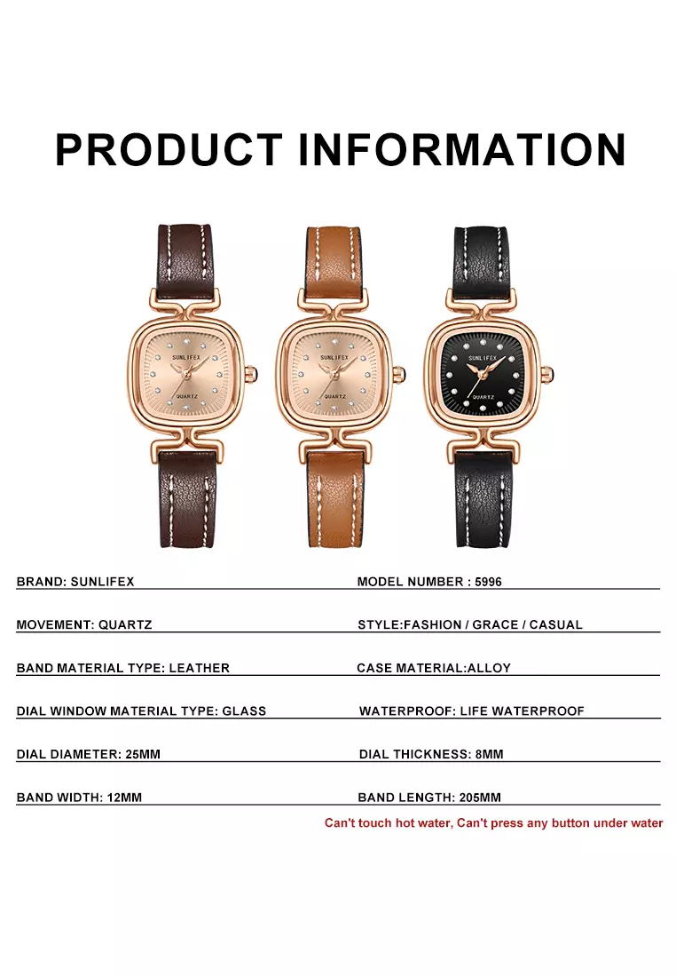 Jam Tangan Wanita Original Korea Retro Anggun Kuarsa Berlian Jam Tangan Cewek 5996 brown