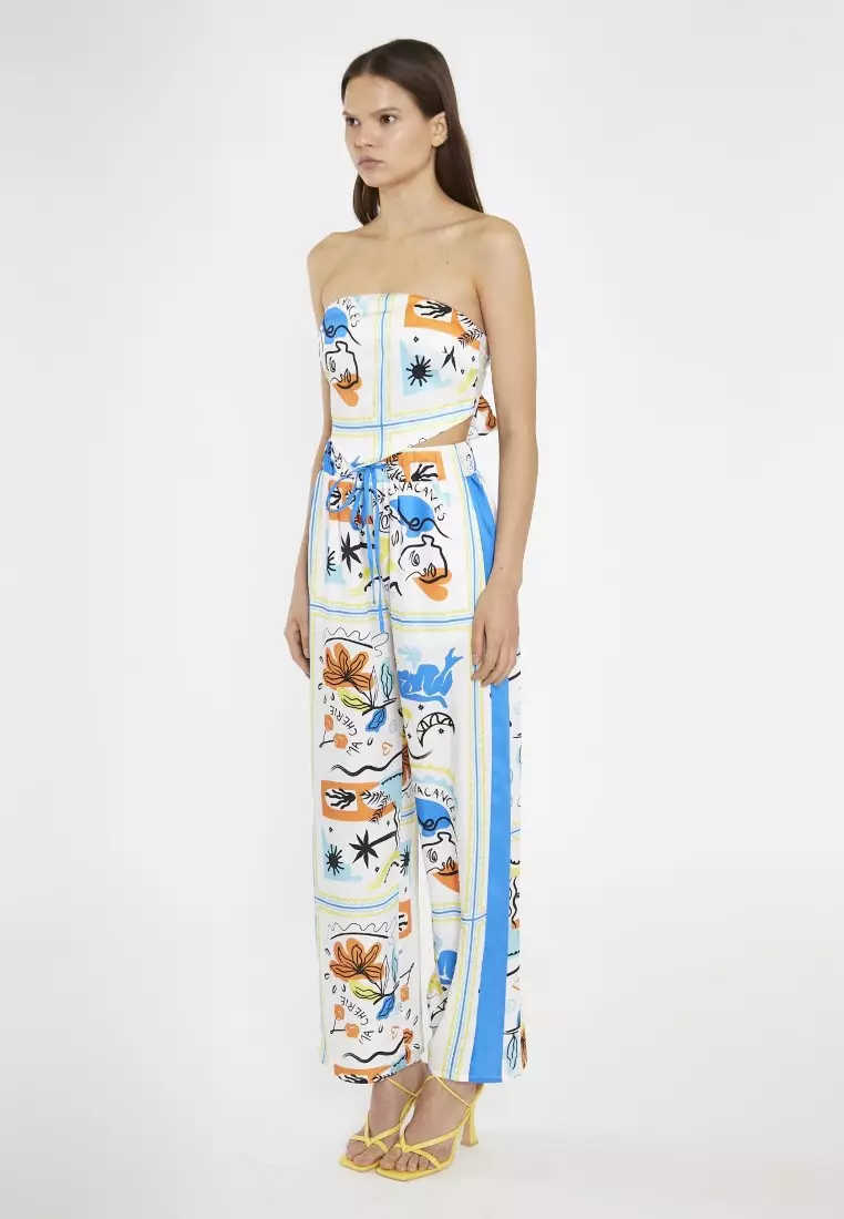 Blue Scarf Print Bandana Crop Top