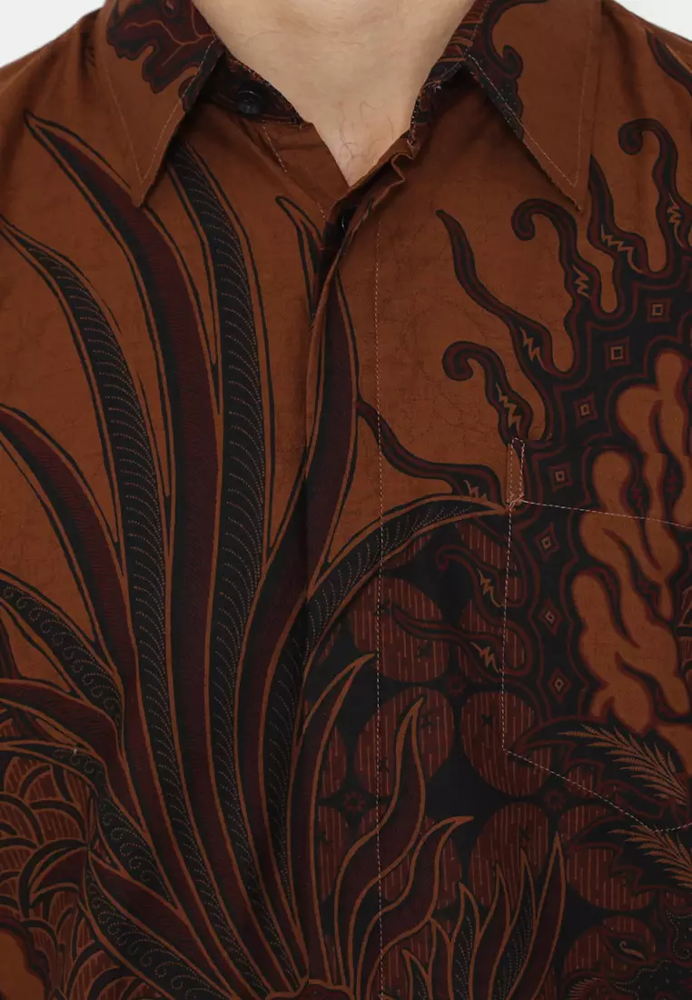 Kemeja Batik Pria Slimfit Kalandra - Brown