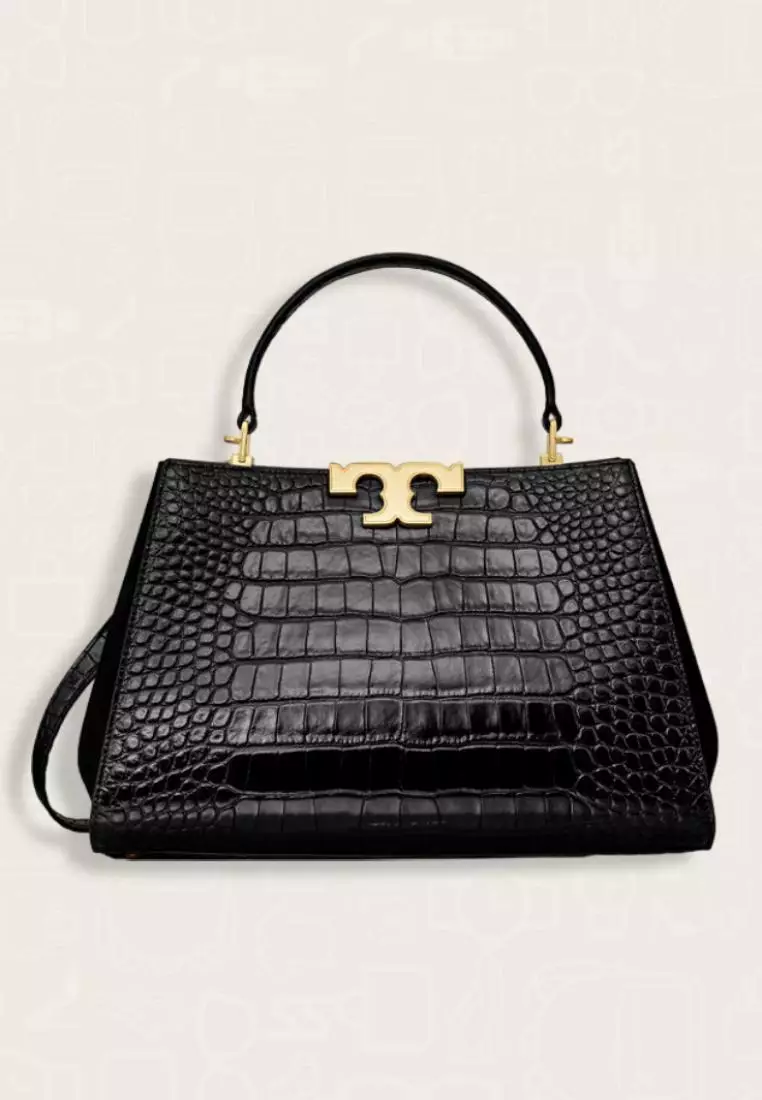 Tory Burch Eleanor Croc Embossed Satchel Black