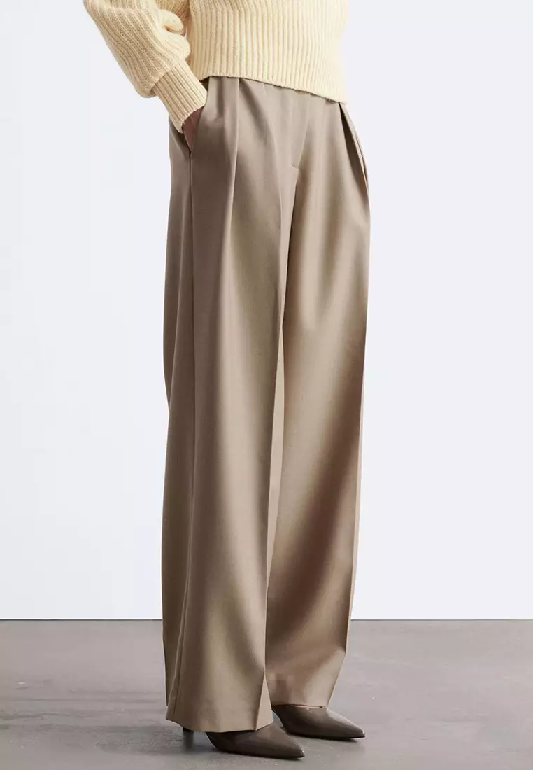 Wool-Blend Tailored Trousers