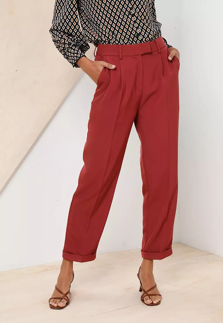 Red sale paperbag trousers