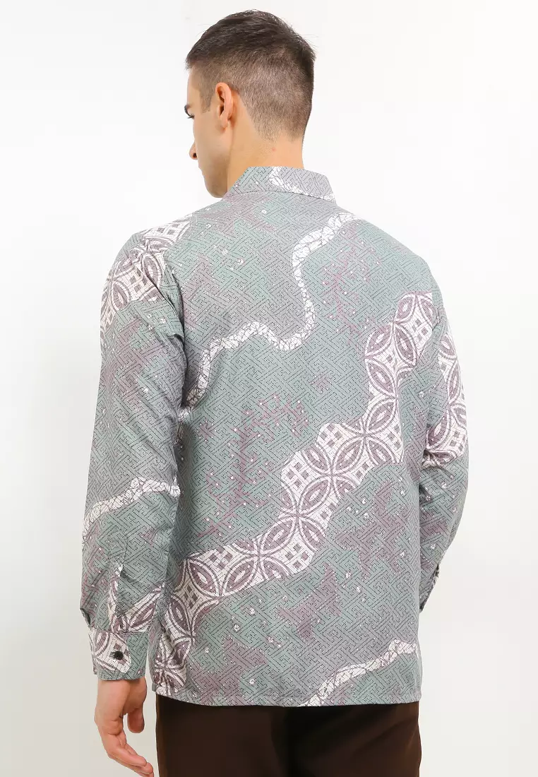 Dobby Kemeja Batik Exclusive Premium Pria Casual Modern Lengan Panjang