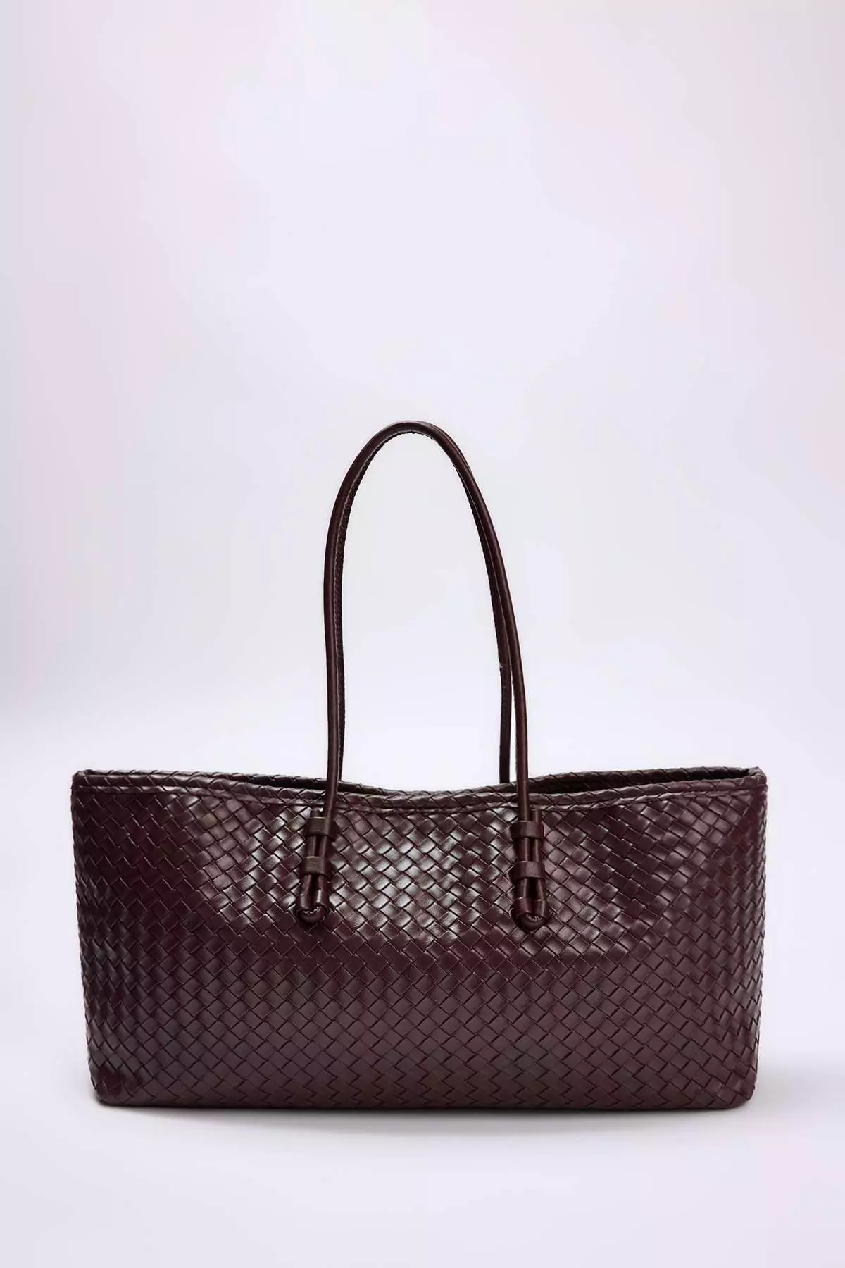 Dark Brown Knitted Detailed Women'S Midi Shoulder Bag Takss26Oc00025