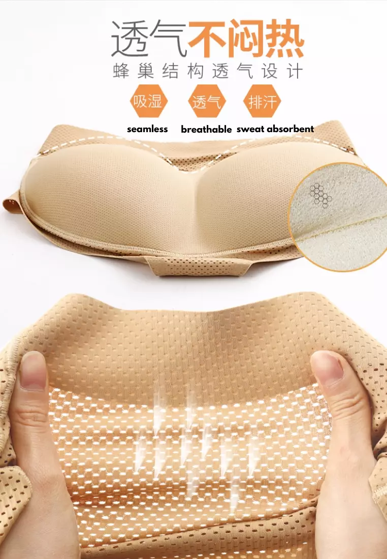 2 Pack Kalene Butt Lifter Mid Rise Panties Seamless Padded Underwear Hip Pads Enhancer Panty in Nude and Black