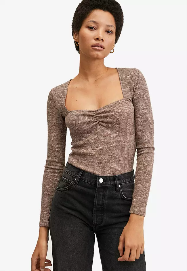 Long-Sleeve T-Shirt With Ruched