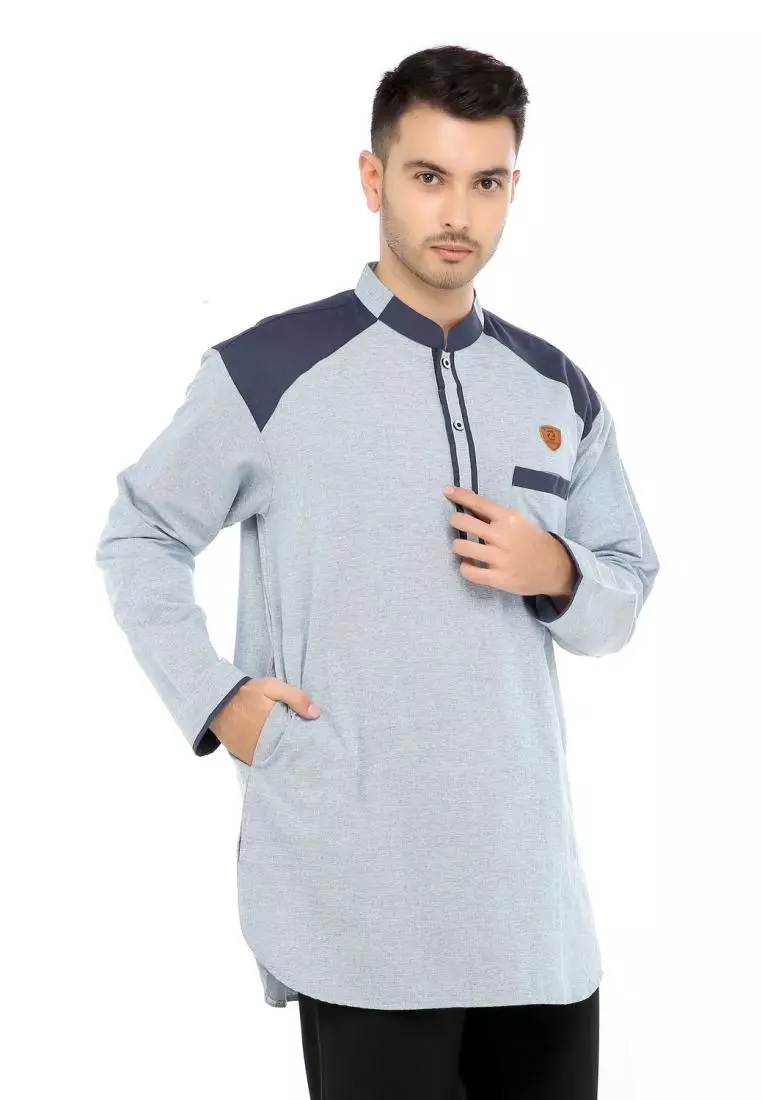 Baju Koko Gamis Muslim Pria Asraf - Biru