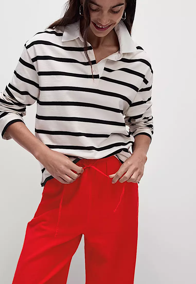 Linen Blend Wide Leg Trousers