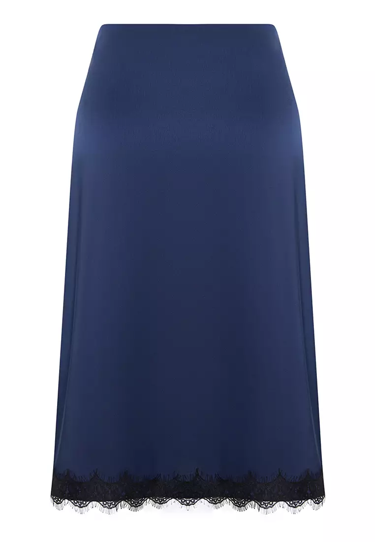 Plus Size Satin Midi Skirt