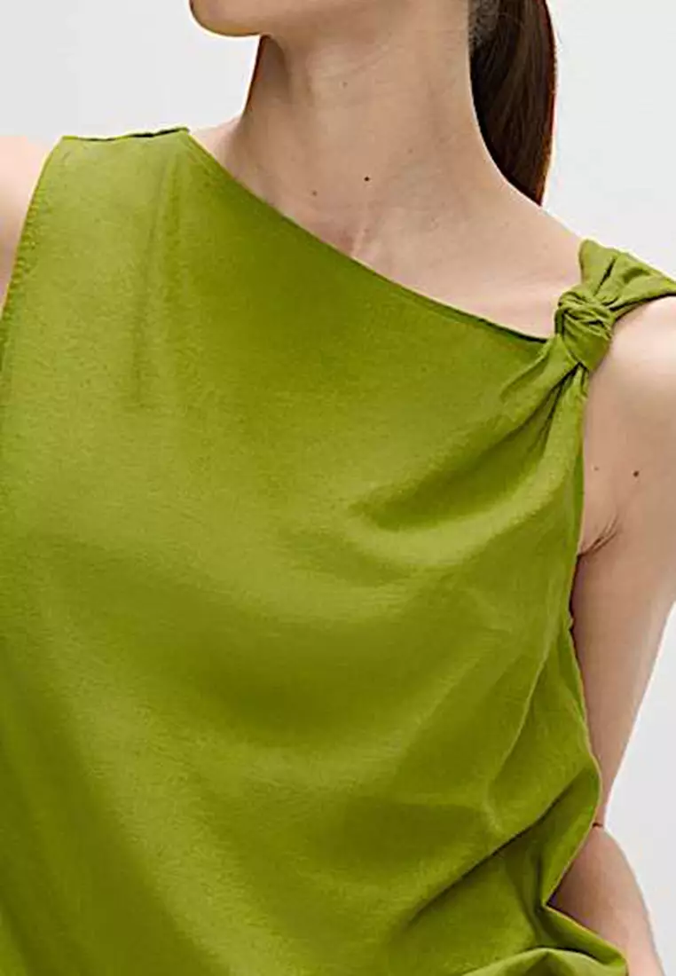 Linen Rich Twist One Shoulder Top