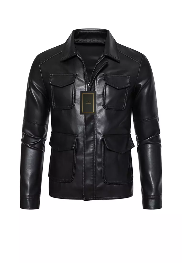 Buy HAPPY FRIDAYS Lapel Faux Leather Biker Jacket MJ6602 2025