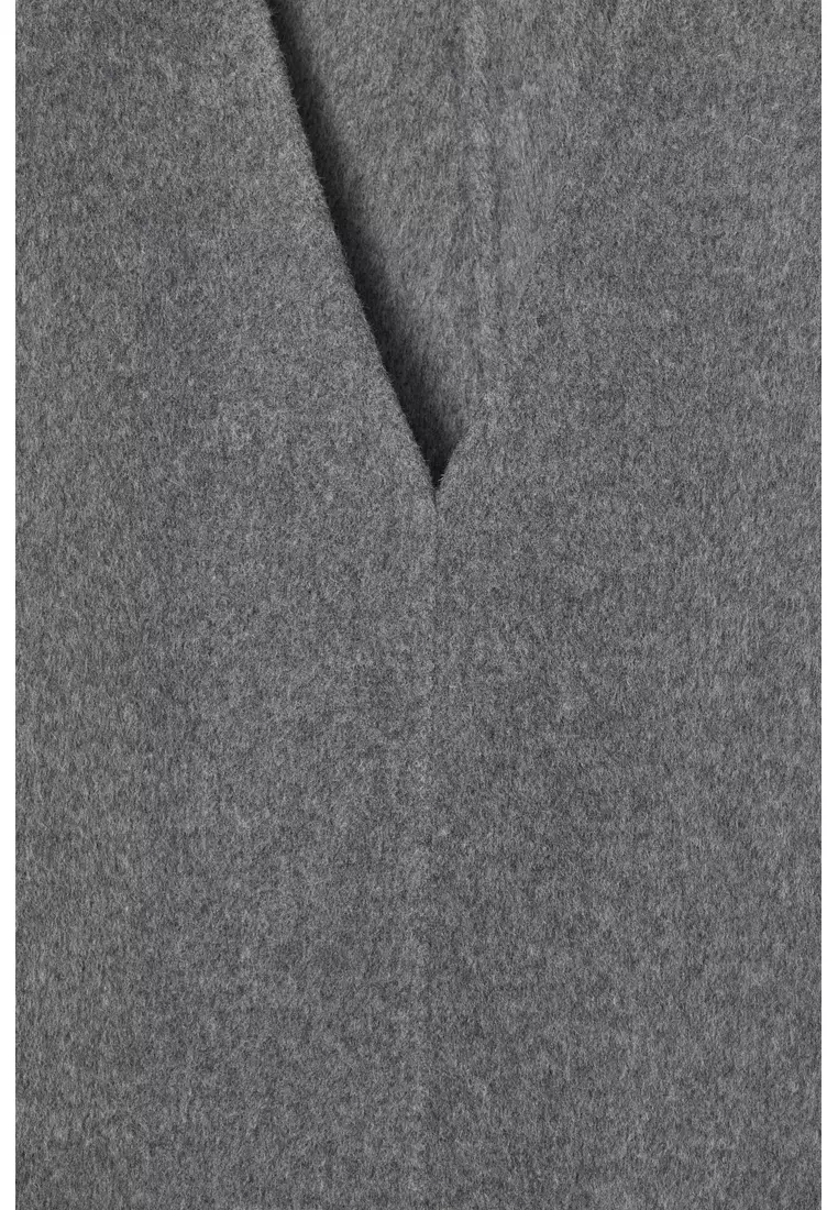 V-NECK DOUBLE-FACED WOOL DRESS