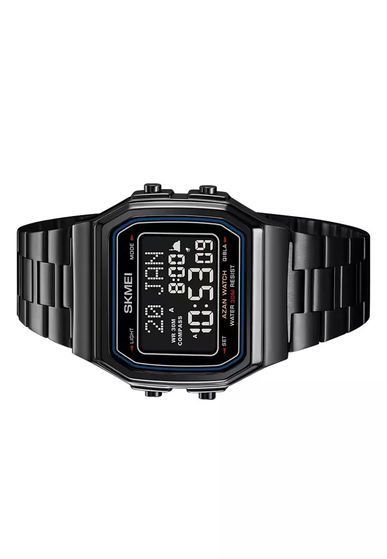 Jam Tangan Digital Pria Qibla Direction Material Stainless Steel Waterproof ORIGINAL