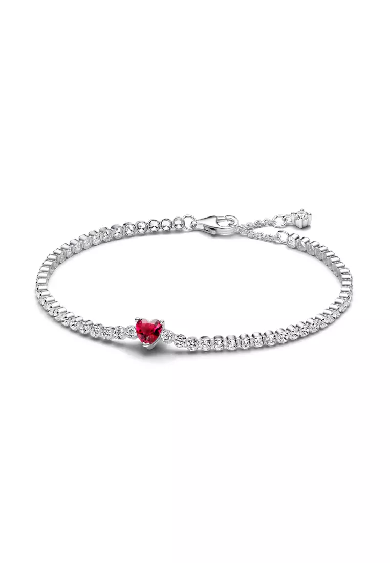 Buy Pandora Pandora Red Sparkling Heart Tennis Bracelet Online | ZALORA
