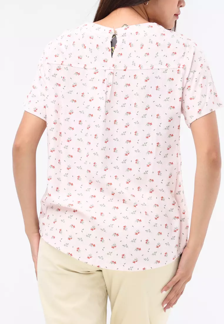 Woven Printed Soft Linen Short Sleeve Blouse