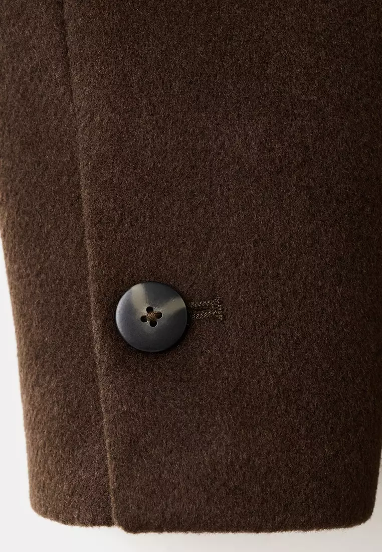 Double-Button Wool Blend Coat