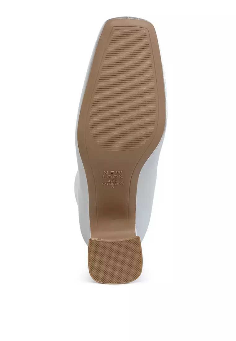 Square Toe Metallic Ankle Boots in Metallic Silver Pu
