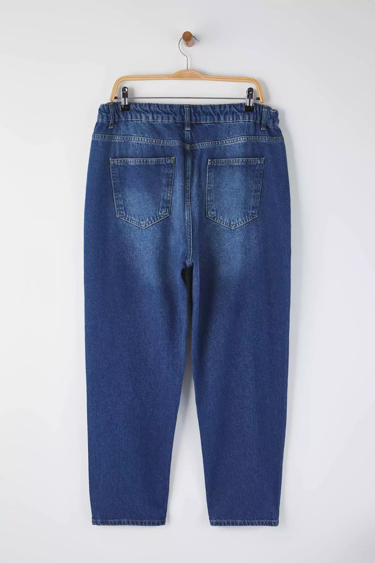 Dark Blue Blue High Waist Mom Fit Jeans