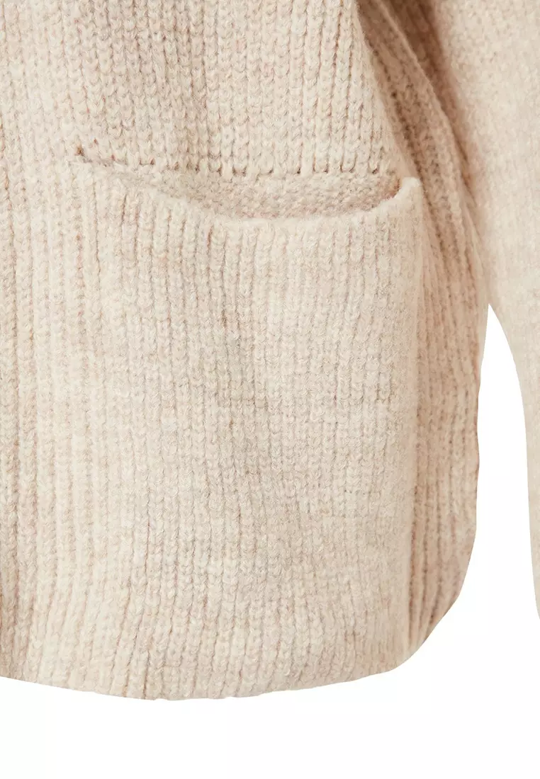 Stone Super Wide Pattern Soft Texture Pocket Detailed Knitwear Cardigan TWOAW24HI00133