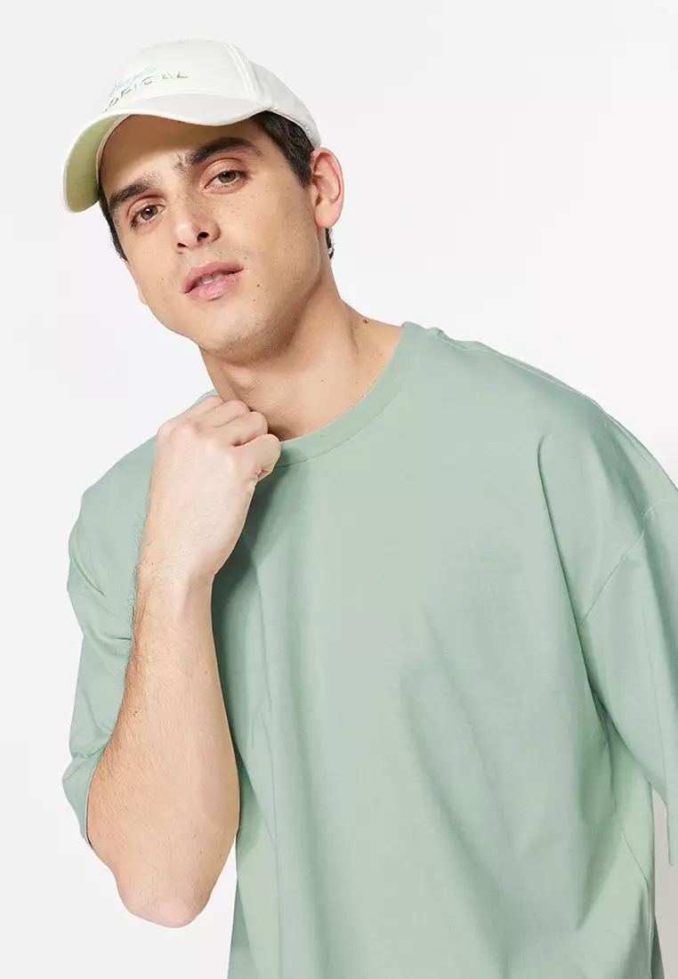 Dark Mint Oversize Basic T-Shirt 100% Cotton Short Sleeve