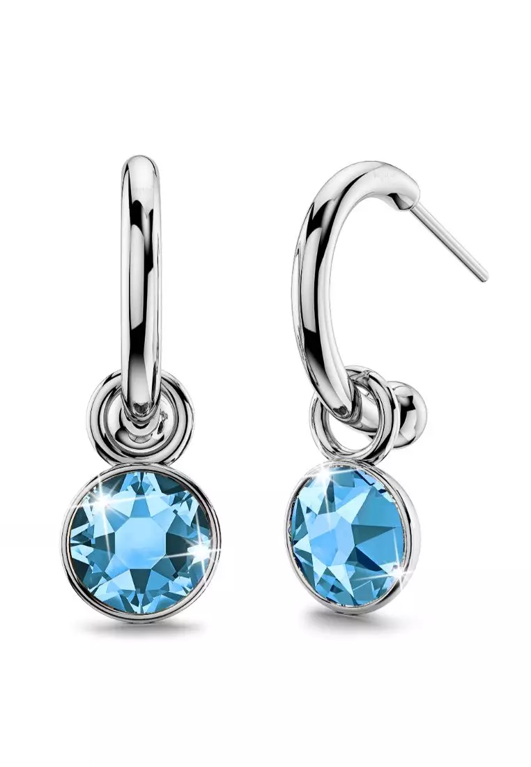 KRYSTAL COUTURE Colette Earrings Embellished with SWAROVSKI® crystals-White Gold/Blue