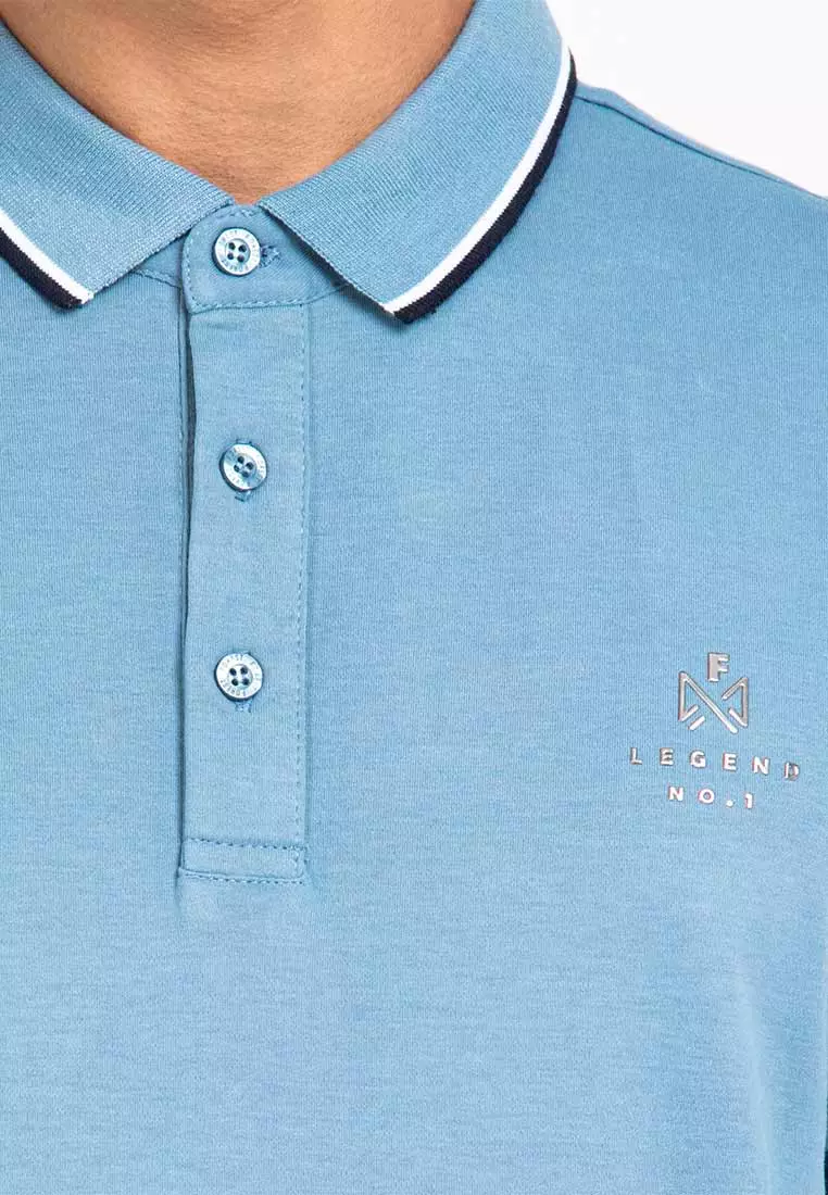 Forest Premium Weight Cotton Polo Tee 220gsm Interlock Knitted Polo T Shirt | 23761-38DustyBlue
