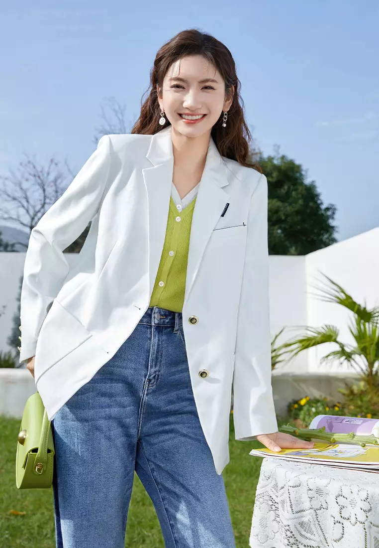 Buy Hopeshow Single Breasted Blazer with Silver Lining