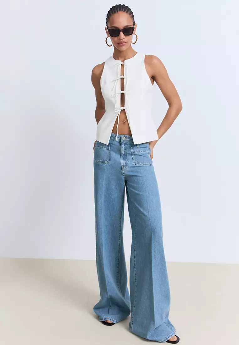 High-Rise Wide Leg Jeans With Pockets