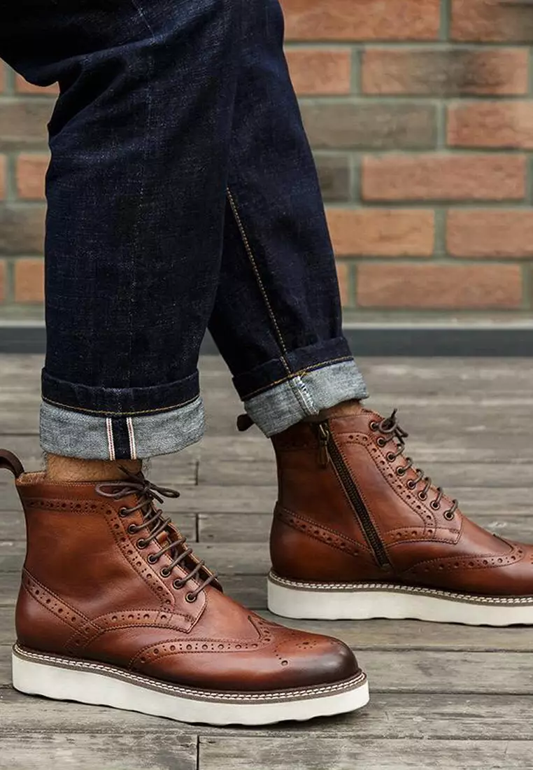 Suede brogue boots cheap