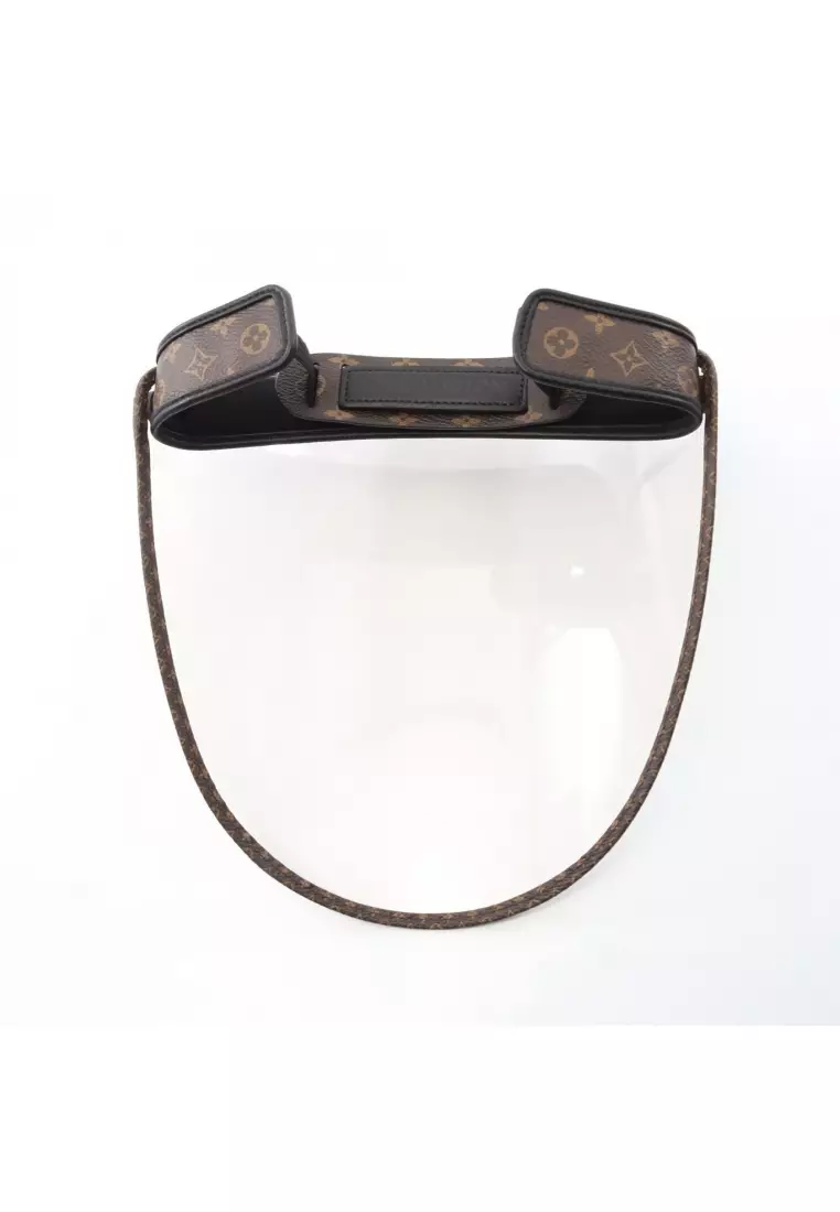 Pre-Loved Louis Vuitton Bijou LV Shield monogram face shield Sun visor PVC leather Brown black clear