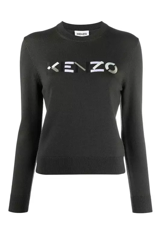 Logo Embroidered Sweater in Stone Grey